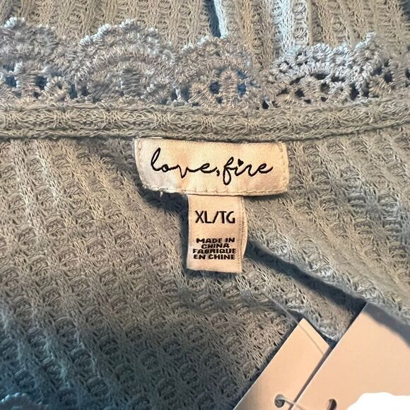 NWT! Love Fire light blue cropped long sleeve shirt - Picture 3 of 12